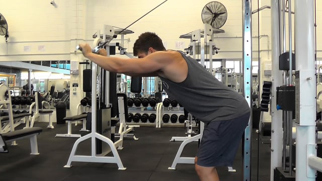 Cable Over The Head Tricep Extension With Straight Bar