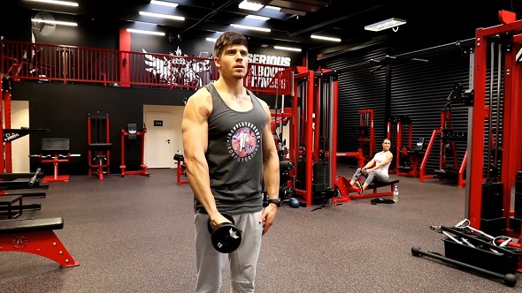 Internally Rotated Dumbbell Front Raise
