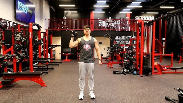 Neutral Grip Single Arm Standing Dumbbell Shoulder Press