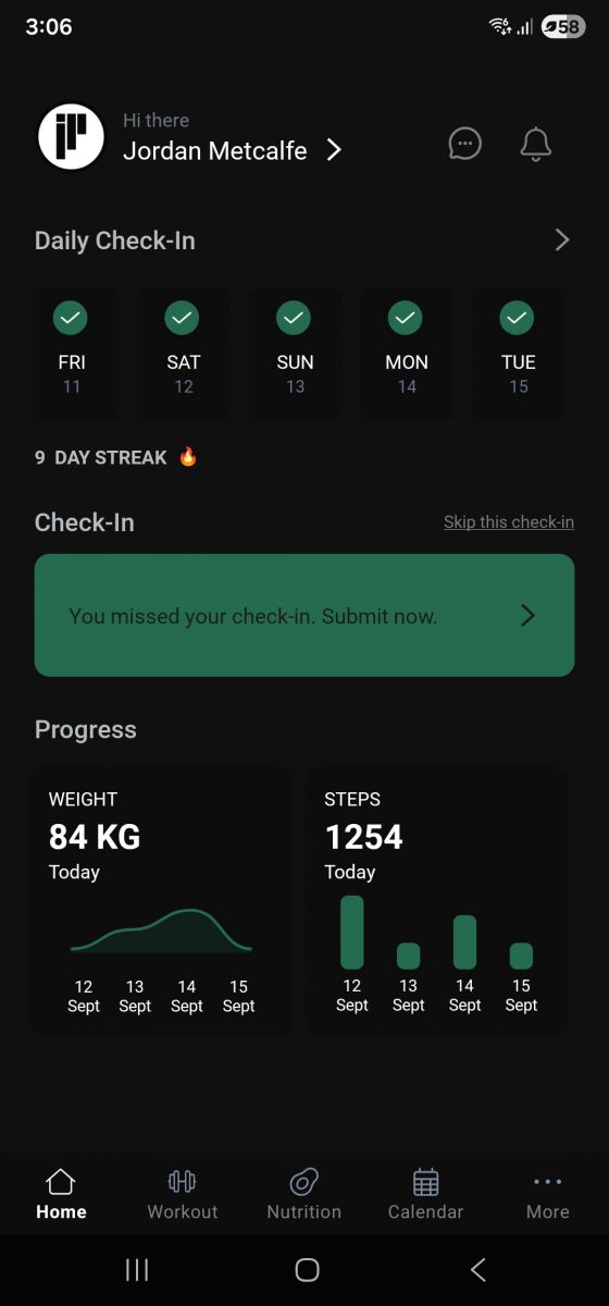 Iron Playground app dashboard screen
